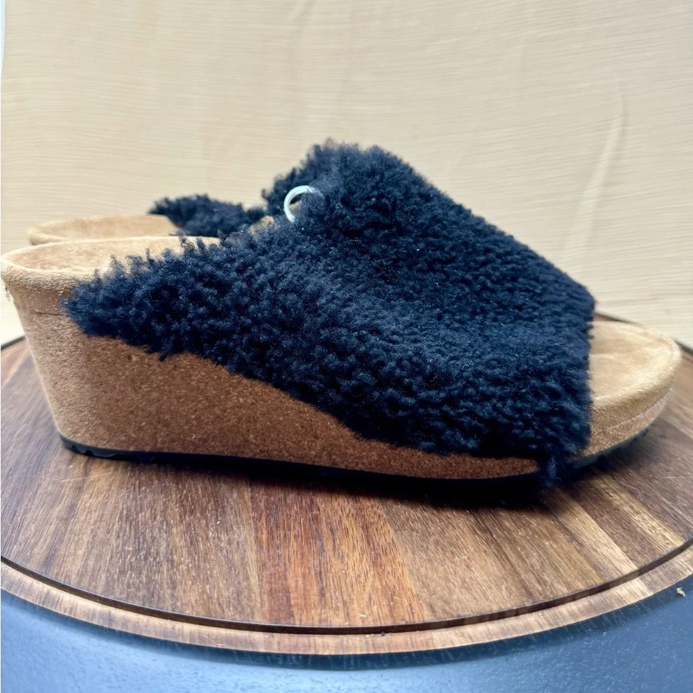 Birkenstock Papillio Namica Wedge Teddy Black Shearling Upper Size 41 L 10 NWT